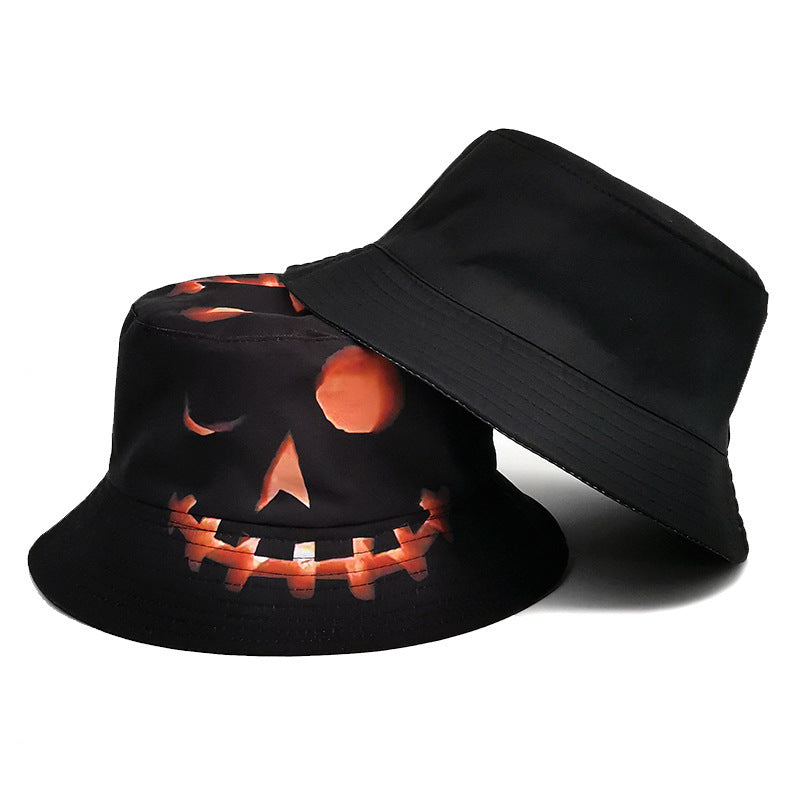 Creative Halloween Pumpkin Grimace Printed Sunscreen Sun-shade Fisherman Hat